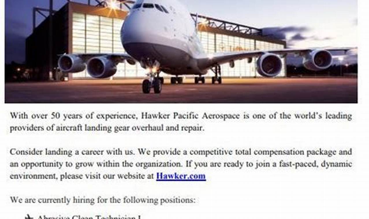 Find Top Hawker Pacific Aerospace Jobs Now + Careers | Innovating the Future of Flight with Reliable Aviation Solutions