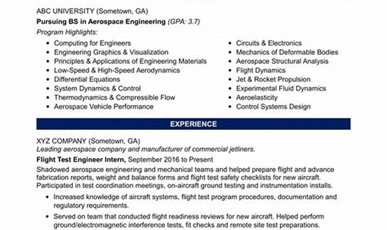 Ace Your Start: Entry Level Aerospace Engineer Resume Guide | Innovating the Future of Flight with Reliable Aviation Solutions